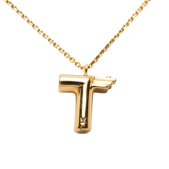 Pre-Loved Louis Vuitton Gold Plated LV and Me Letter T Pendant Necklace